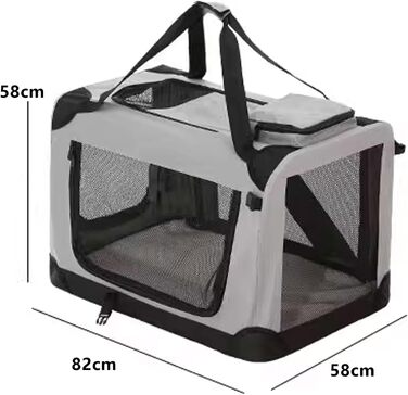 Транспортна сумка для собак та котів, складана переноска з підстилкою, ручками, оксфордська тканина, сталевий каркас, багато дверей (50x35x35см) (Purple, L 82x58x58см)
