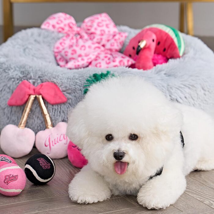 Ліжко для собак та котів Juicy Couture Devon, кругла, штучне хутро, велике, тауп/коричневе, 71x71x25 см