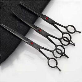 Набір ножиць для грумінгу собак: прямі, витончені та зігнуті ножиці з нержавіючої сталі