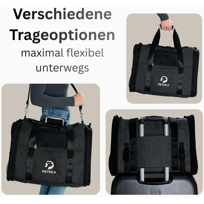 Транспортна сумка для котів та собак Petula Katzentasche & Hundetasche, чорна, до 13 кг
