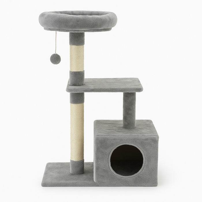 Високий когтеточка-комплекс з лежаком та стовпчиком, вежа для котів Wideshop 61 - 100 см