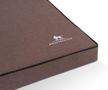 Ортопедичний лежак для собак Knuffelwuff Nantucket з велюру, ручної роботи, 80 x 60 см, коричневий. Знімний, пральний чохол. Підходить для великих, середніх та маленьких собак. Розміри: 80 x 60 x 10 см