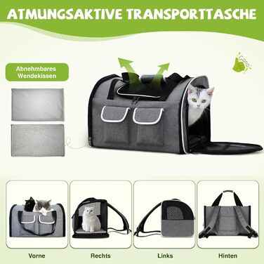 Рюкзак-переноска для котів та собак ALLSOPETS, до 10 кг, сірий, L