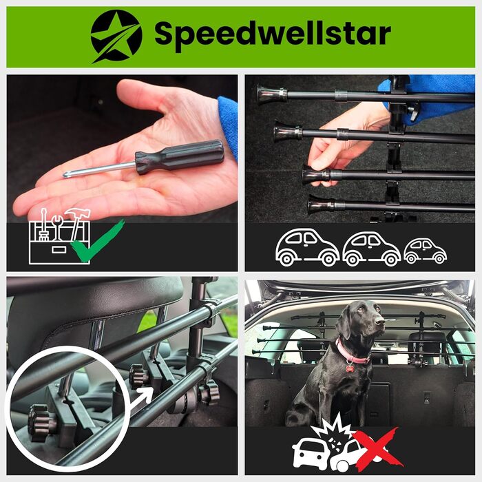 Сітка для собак Speedwellstar - бар'єр у багажник авто, універсальна, металева, для безпечних подорожей