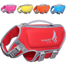 Жилет рятувальний для собак VIVAGLORY, жилет для плавання, червоний, S (48-56 см)