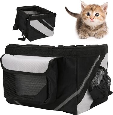 Фahrradkorb Für Kleine Hunde, Abnehmbarer Haustier Fahrradkorb Aus Stoff, 38x28x25cm - Leicht, Wasserfest, Schnelle Montage Für Fahrradlenker