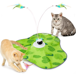 Інтерактивна іграшка для котів Toozey з 3 знімними пір'ями, електрична іграшка з автоматичним висуванням пір'я та USB-зарядкою, іграшка для самостійних ігор для котів будь-якого віку, блакитна (зелене трикутника)