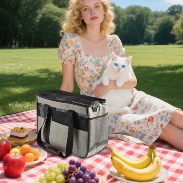 Транспортна сумка для собак та котів Duroecsain | Дихаюча сумка-переноска для подорожей, кемпінгу та прогулянок на природі сірого кольору