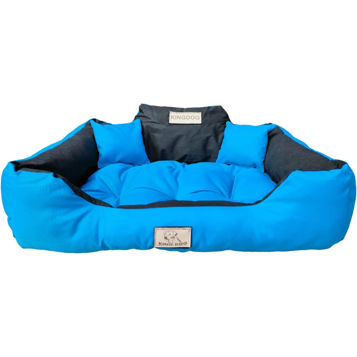 Ліжко для собак та котів KingDog з двома подушками, корзина для собак, ліжко для домашніх тварин, миється, водонепроникний PVC, 100x75 см, блакитне
