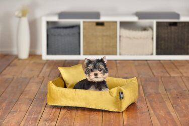 М'яке та зручне ліжко для собак Roé - ліжко-печеринка для маленьких собак, включає пакетики для збору відходів (S, гірчичний)