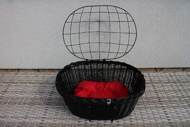 Кошик для собак на кермо велосипеда з ротангу, чорний, з металевою сіткою та подушкою, різні розміри. Ротанговий кошик для велосипеда, кошик для собак, кошик на кермо, кошик для покупок, натуральний (XXL з подушкою)
