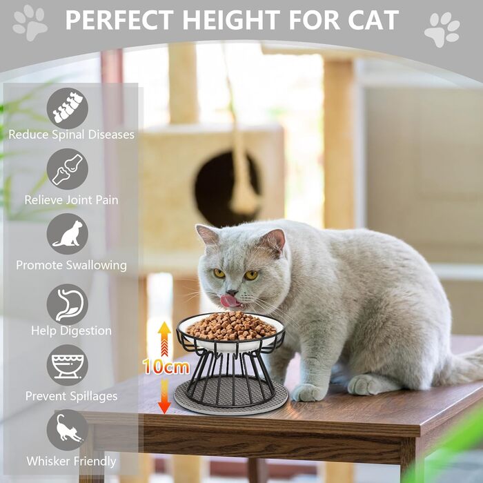 Підвищені годівниці для котів Katzennapf Erhöht - 2 шт. Керамічні миски з підставкою, захист шиї, для корму та води