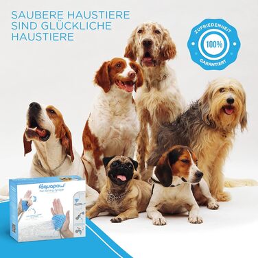 Насадка для миття та душу для собак Aquapaw | Швидке та легке миття, масаж та догляд за тваринами в приміщенні та на вулиці | Включає шланг та скребок для собак - блакитний