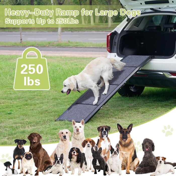 Рампа для собак у машину, 180 см, розкладна, протиковзка. Підходить для авто, вантажівок та SUV. Ширина 50 см. Максимальне навантаження: 110 кг