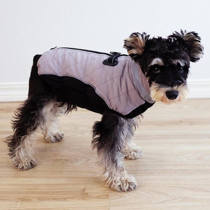 Водонепроникний зимовий одяг для собак Fadcaer: тепла куртка з флісовою підкладкою, світловідбивачі, для холодної погоди, з блискавкою, сірий, розмір Small