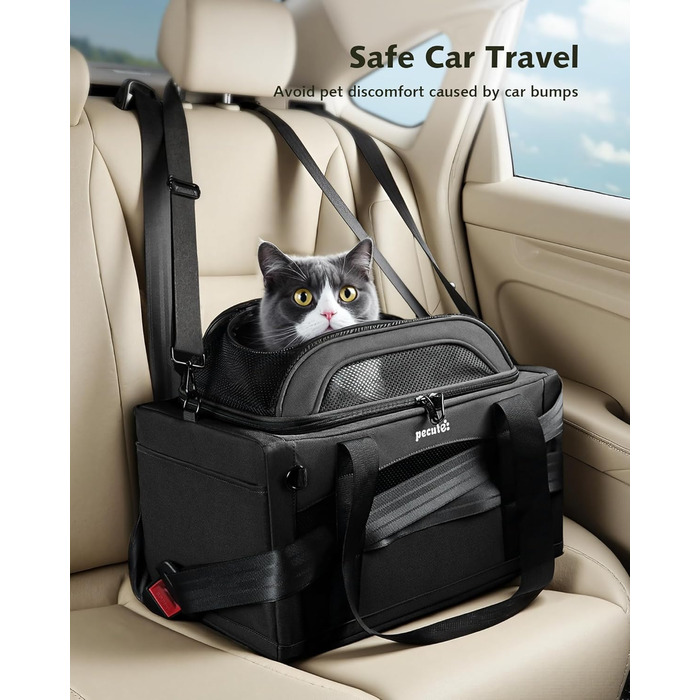 Транспортна сумка для котів Pecute - переноска для котів та маленьких собак, складана, легка, для подорожей, зелена (сіра)