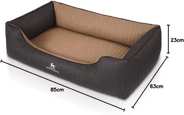 Ортопедичне собаче ліжко Knuffelwuff Outback XXL з лазерного стежчастого штучного шкіряного покриття, 120 x 85 см - Знімний чохол - Легко чистити - для великих, середніх та маленьких собак (Чорний/Капучино)