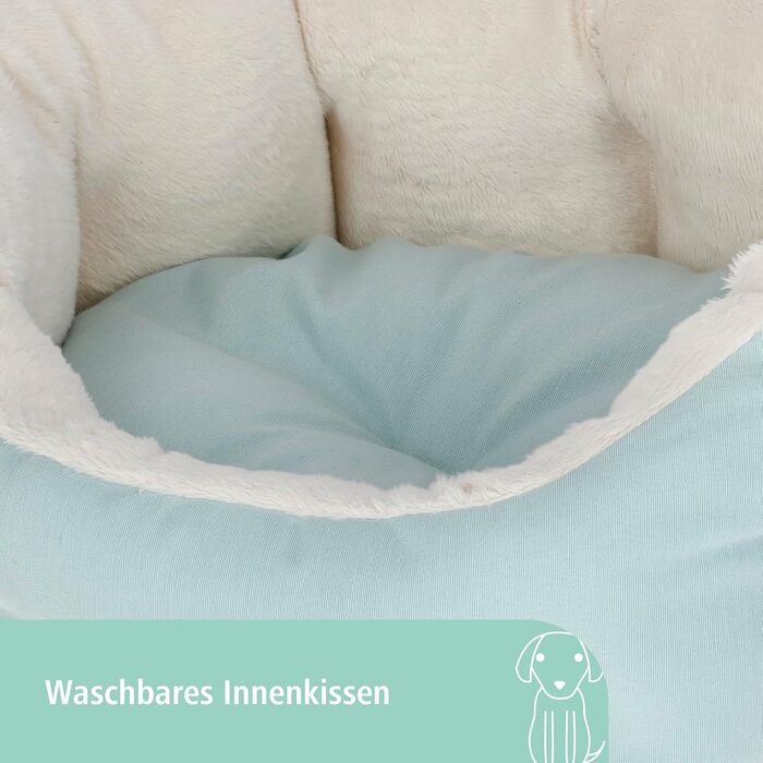 Лежанка для собак та цуценят Kerbl Pet, блакитна, 45x40x20 см, бавовна, поліестер, знімний внутрішній подушкою, антиковзаюча підкладка