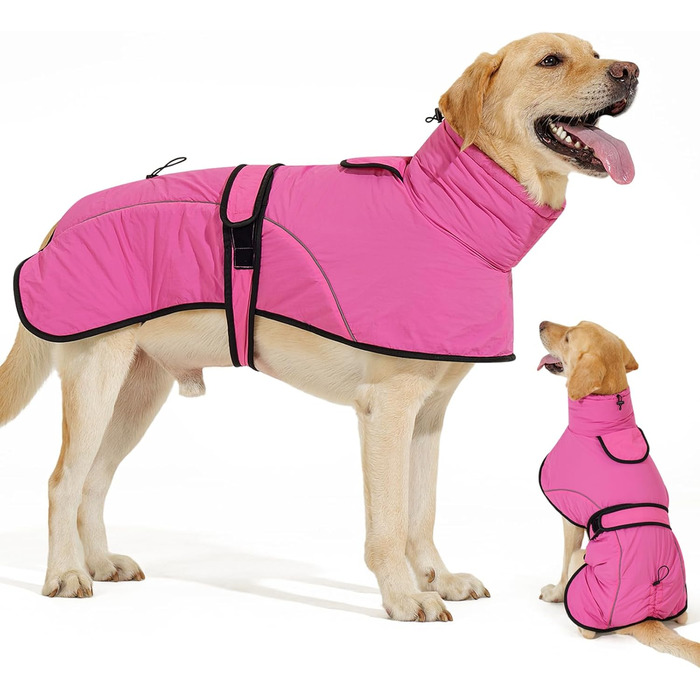 Водонепроникний зимовий одяг для собак Dotoner з повдком: теплий, вітронепроникний, з флісовою підкладкою, для великих собак (S, Рожевий)
