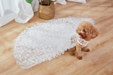 Сукня для собак з тюлем та знімним шлейфом для маленьких та середніх собак - костюм принцеси для святкування дня народження, розмір S