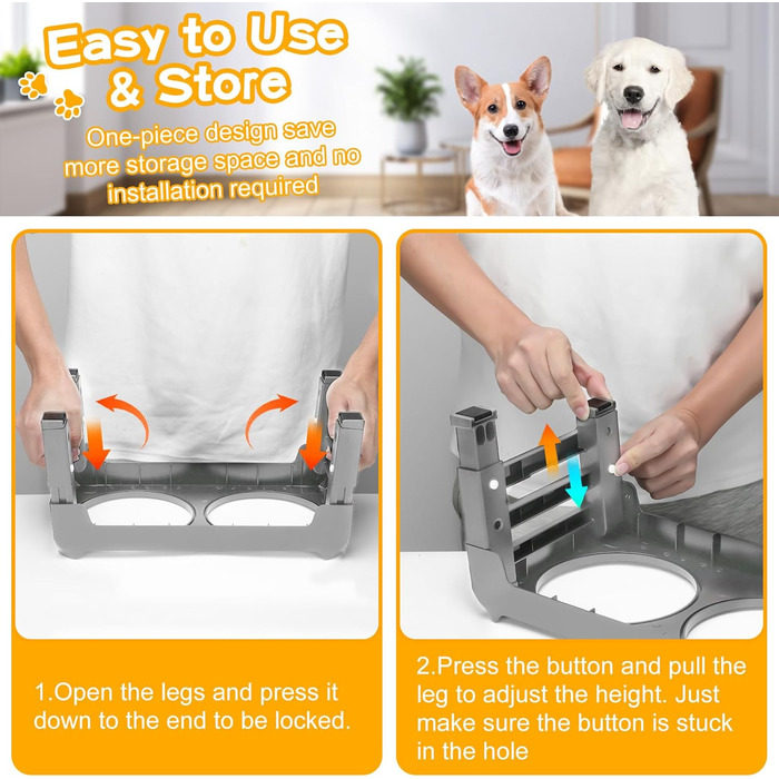 Підвищені годівниці для собак Comesoon - 3 рівні, нержавіюча сталь, сірий колір