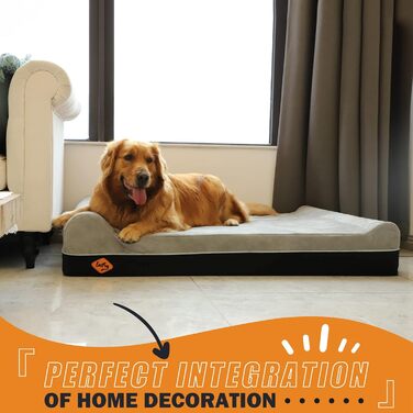 Ортопедичне ліжко для собак Laifug з ефектом пам'яті, велике, водонепроникне, сірий сланцевий колір, 127 x 92 x 23 см
