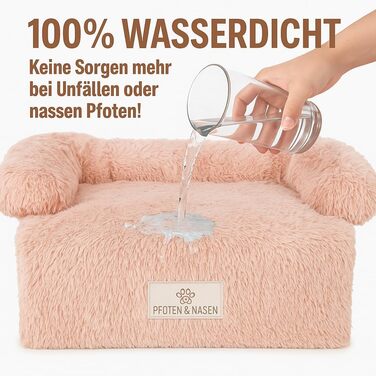 Софа-ліжко для собак Pfoten&nasen® Beige, M (90x80 см) - водонепроникний килимок, захист меблів, для великих, середніх та маленьких собак