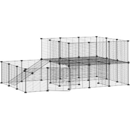 Клітка для домашніх тварин vidaXL, 44 предмети, з дверима, чорна, 35x35 см, сталева, для кроликів і цуценят