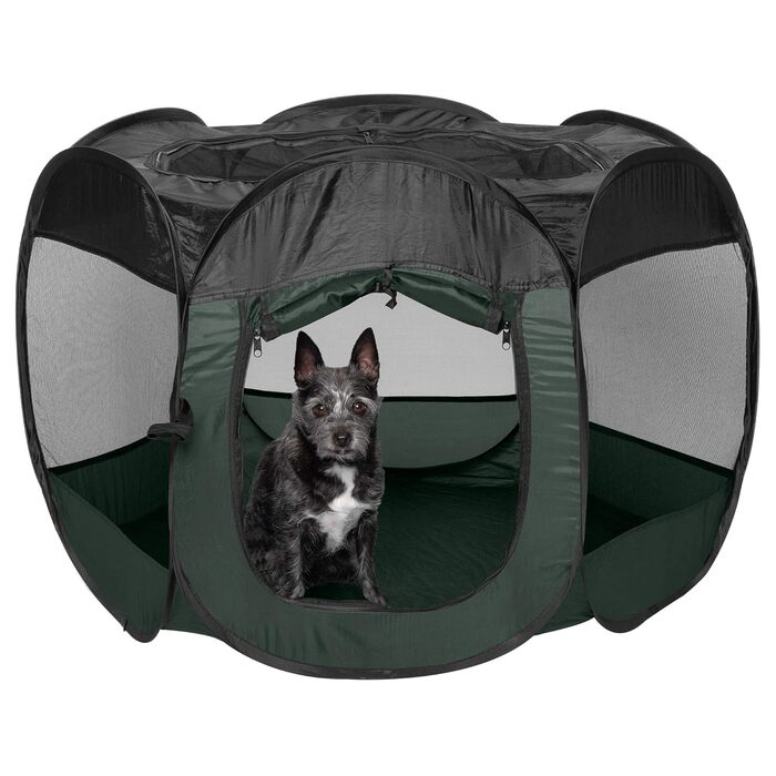 Furhaven Переносне вольєр для собак та котів, складаний майданчик/загорожа для дому та вулиці з блискавкою, зелений та рожевий, XL зелений/рожевий (Hunter Green, Small)