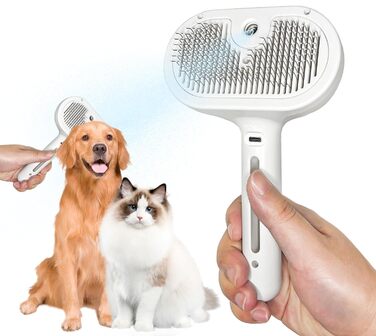 3 в 1 Парова щітка для котів та собак - видалення шерсті, зволоження, боротьба з випаданням. Підходить для довгої та короткої шерсті.