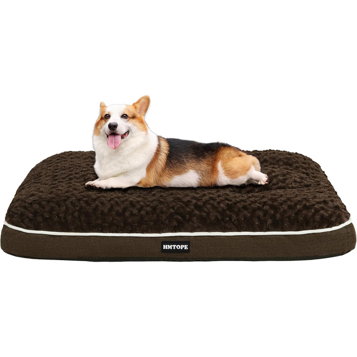 Ортопедичне ліжко для собак, матрац для собак з двошаровим дизайном, миється, знімний кошик для собак, 90 см для собак маленьких та середніх порід, коричневий L 89 x 59 x 10 см, коричневий