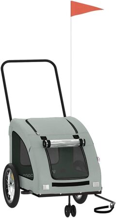 Причіп для собак Fasba: надійний та безпечний причіп для велосипеда, сірий, з прапором та відбивачами, для собак та котів, 63.5 x 124.5 x 66 см