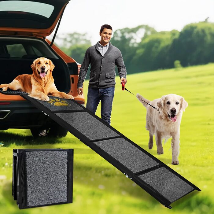 Рампа для домашніх тварин Hunderampe, 170 x 50 см, сіра, з антиковзким покриттям, до 70 кг, для автомобілів, вантажівок, SUV та сходів, легка алюмінієва конструкція