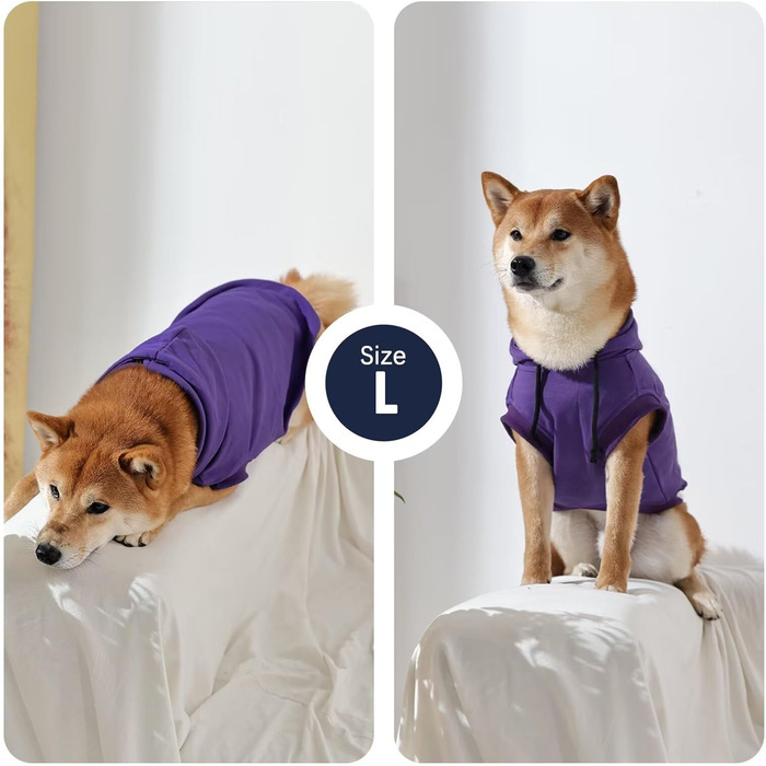 Світшот для собак IECOii з капюшоном, розміри M-4XL, фіолетовий
