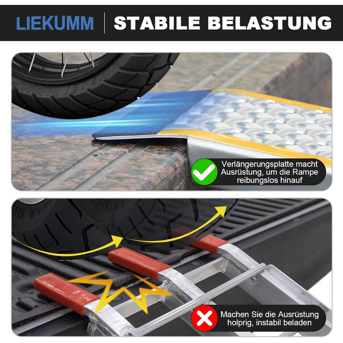 Рампа для підйому LIEKUMM, 180 см, 300 кг, алюміній, складна, протиковзка. Підходить для мотоцикла, ATV, велосипеда, авто.