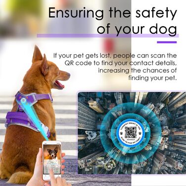 ThinkPet Анти-задушлива шлейка для собак, дихаюча, спортивна, з QR-кодом, ідентифікаційною биркою, світловідбиваюча, з ручкою, регульована, для середніх і великих собак, задній/передній кріплення