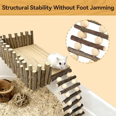 Платформа для хом'яків HERCHR: дерев'яна ігрова площадка, міст, іграшка для гризунів з огорожею. Підходить для тушканчиків та золотих ведмедиків
