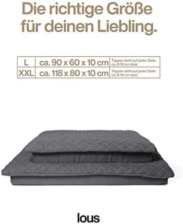 Велике собаче ліжко XXL 120см сірого кольору з знімним топером, стабільне та зручне. Собачий килимок для подорожей, можна прати при 90°C, для великих та середніх собак (XXL 120x80x12см, Антрацитовий сірий)