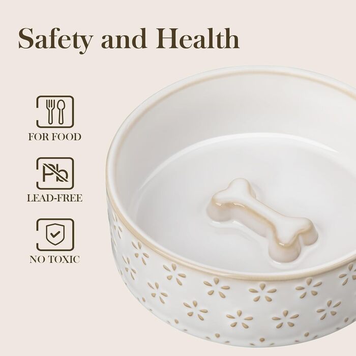 Миска для собак Malacasa з підставкою з горіхового дерева, 450 мл, подвійна миска для собак та котів, для корму та води, неслизька підставка, дизайн у стилі квітки та соти (450 мл, 1 шт.)