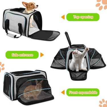 Складана переноска для котів і собак ALLSOPETS, розширювана, сіра, для подорожей, туризму, кемпінгу
