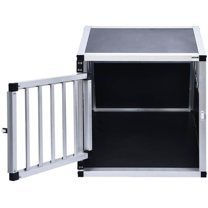 Транспортна переноска для собак Home Deluxe SKITO - M, 69x54x50 см, Алюміній/MDF, Срібно-чорний