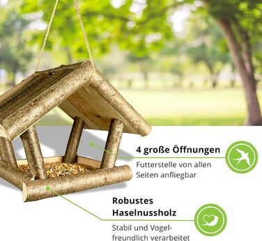 Пташник для саду GARTENETAGE: підвісний, вологостійкий, з горіха, для балкона та саду