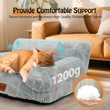М'яке ліжко-диванчик для котів та собак Nobleza, 60x45x30 см, сірий колір