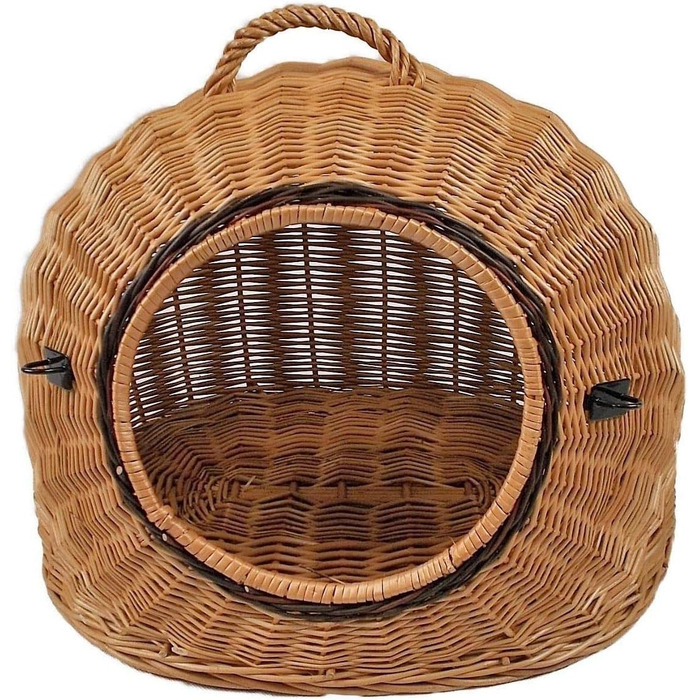 Транспортний кошик для тварин з ротангу, коричневий, розмір M, 50x40x45 см, знімний металевий ґрат
