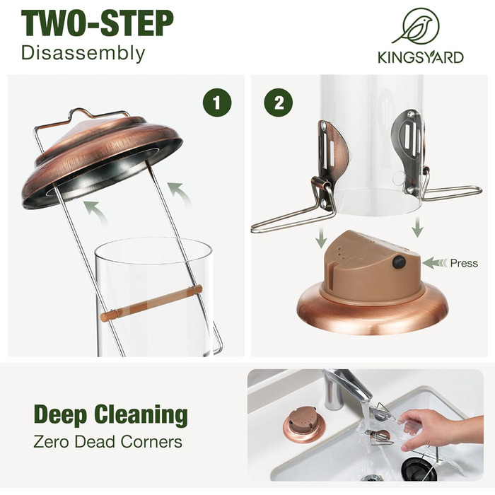 Годівниця для птахів Kingsyard з підсвічуванням, підвісна, для синиць, червоноглуш, малих птахів та синиць, антична мідь