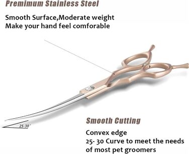 Професійна вигнута ножиця для собак 7 дюймів - ножиці для грумінгу з ергономічною ручкою, регульованим гвинтом, для собак, котів та інших тварин