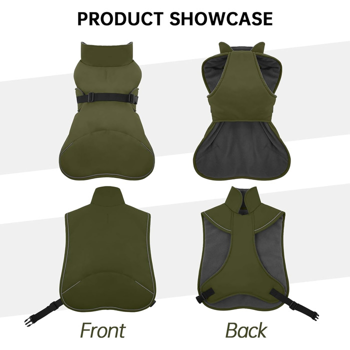 Зимовий теплий одяг для такси (S), водонепроникний зимовий одяг для собак, куртка для маленьких собак XS, зимовий одяг для собак з захистом живота та отвором для повідка, армійсько-зелений