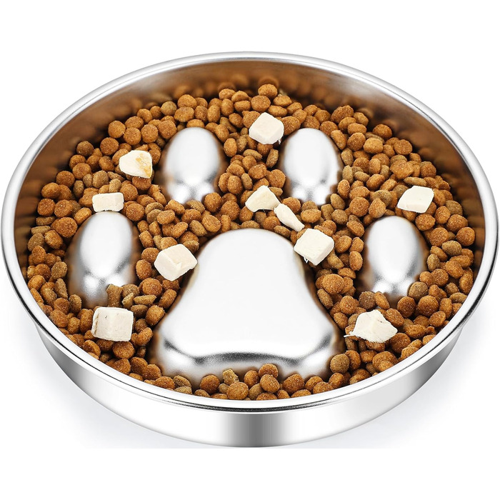 PETTOM Миска для собак протиковтання, нержавіюча сталь, Ø21 см, велика, повільне годування 21*21*4 см