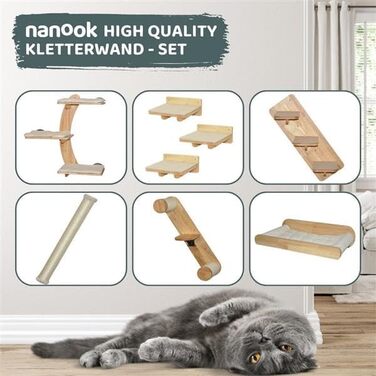 Nanook Котяча настінна когтеточка-каталка, 3-рівнева з лежаками і подушками, 70x70 см, для монтажу на стіну