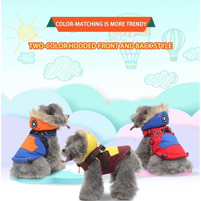 Водонепроникна зимова куртка для собак з флісовою підкладкою та світловідбиваючим дизайном для прогулянок та активного відпочинку. Колір: блакитний L